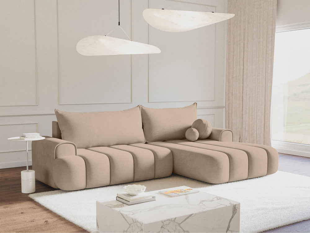 Kampinė sofa ELIN, smėlinis veliūras