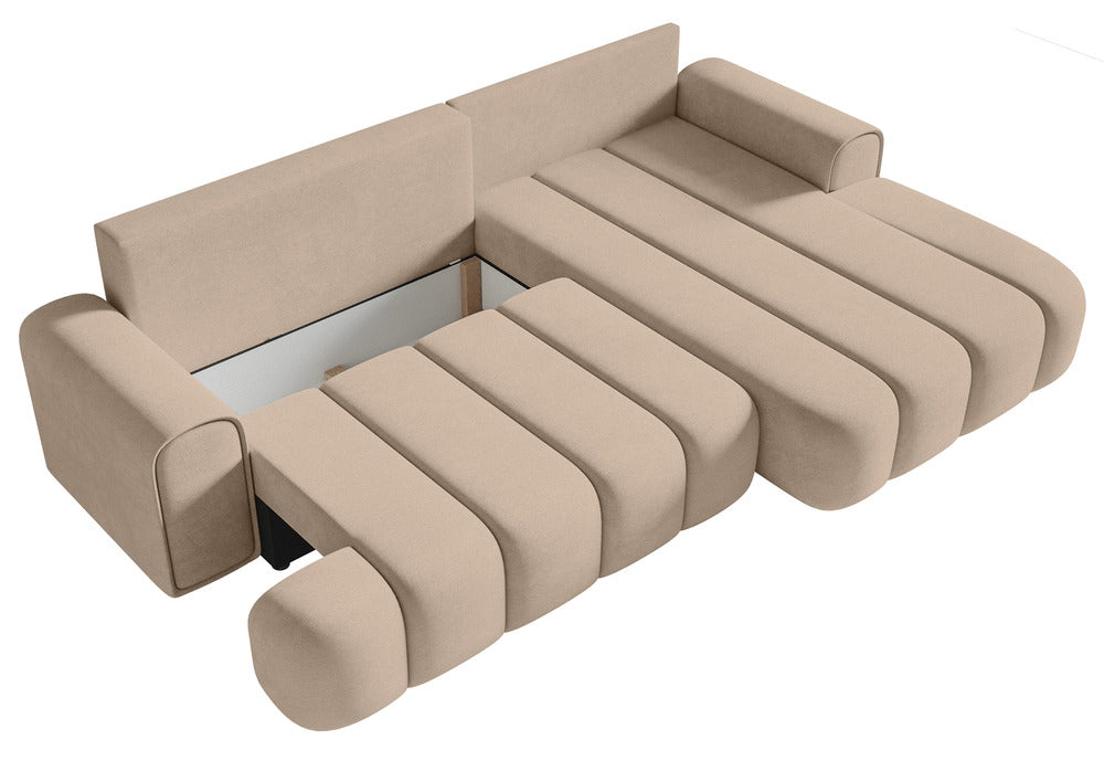 Kampinė sofa ELIN, smėlinis veliūras
