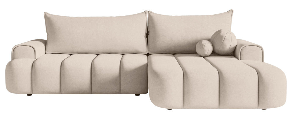 Kampinė sofa ELIN, pilkai smėlinis veliūras