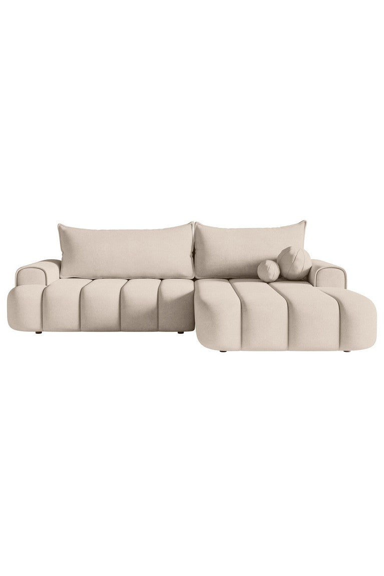 Kampinė sofa ELIN, pilkai smėlinis veliūras