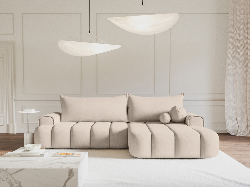 Kampinė sofa ELIN, pilkai smėlinis veliūras