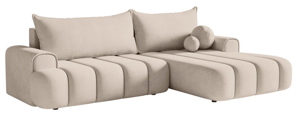 Kampinė sofa ELIN, pilkai smėlinis veliūras