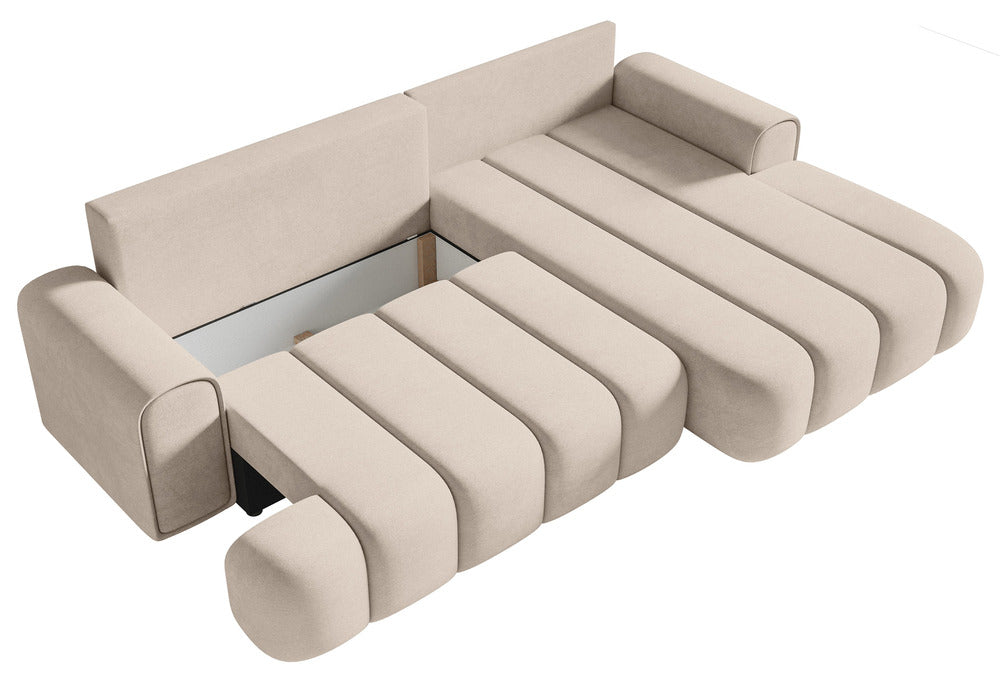 Kampinė sofa ELIN, pilkai smėlinis veliūras
