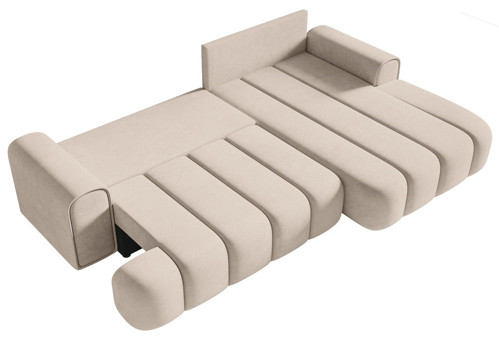 Kampinė sofa ELIN, pilkai smėlinis veliūras