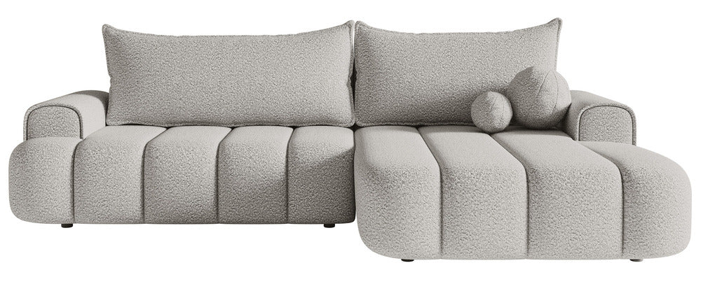 Kampinė sofa ELIN, šviesiai pilka bouclé