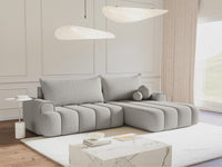 Kampinė sofa ELIN, šviesiai pilka bouclé