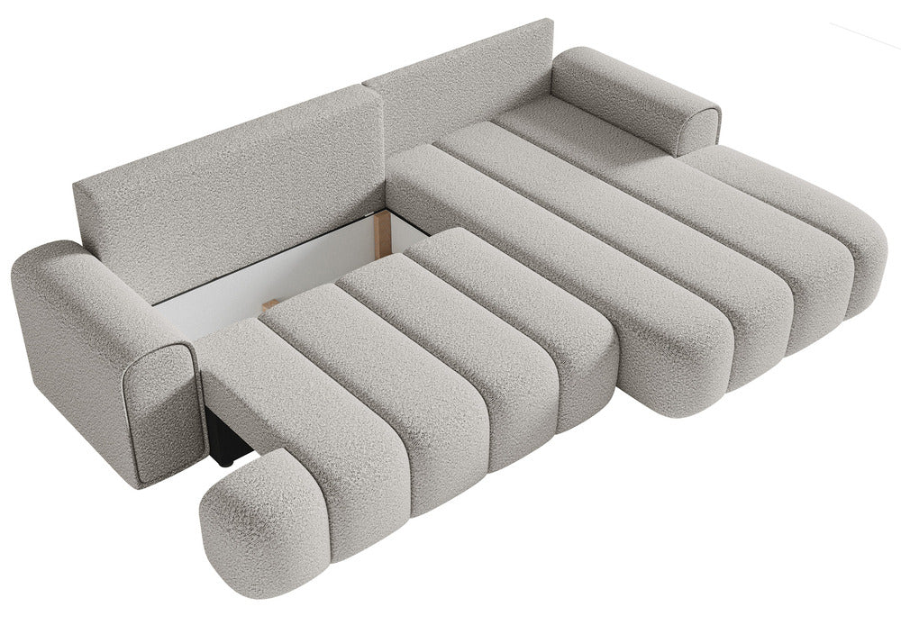 Kampinė sofa ELIN, šviesiai pilka bouclé