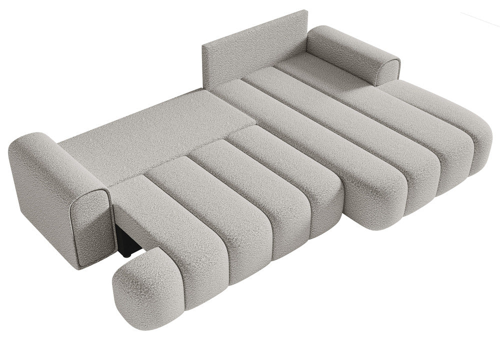Kampinė sofa ELIN, šviesiai pilka bouclé