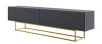 TV spintelė GREYA, juoda, 175 cm, auksinės kojos, 2