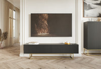 TV spintelė GREYA, juoda, 175 cm, auksinės kojos, 2