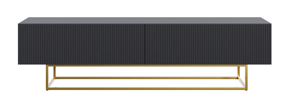 TV spintelė GREYA, juoda, 175 cm, auksinės kojos, 2