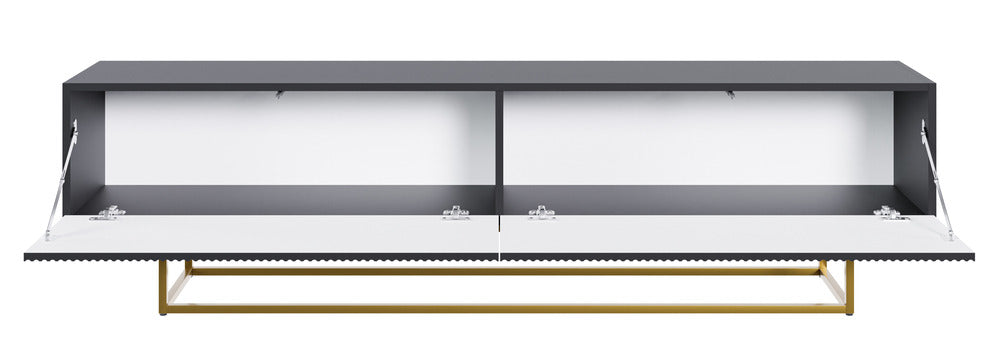 TV spintelė GREYA, juoda, 175 cm, auksinės kojos, 2