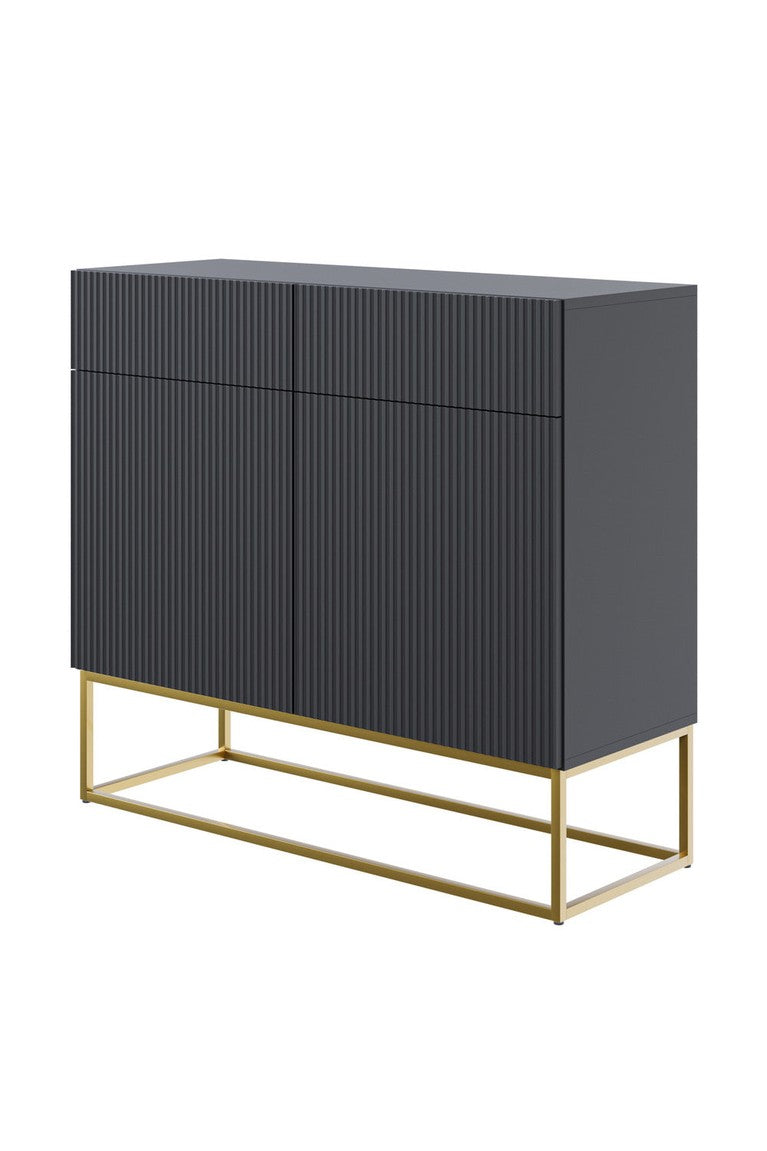 Komoda GREYA, juoda, 100 cm, auksinės kojos