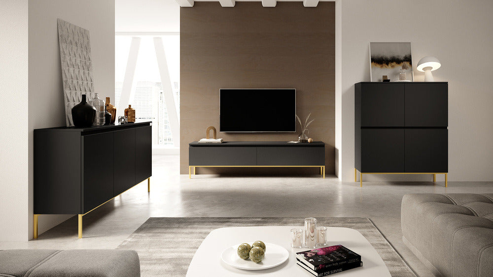 TV spintelė SVEN, juoda, 150 cm, auksinės kojos