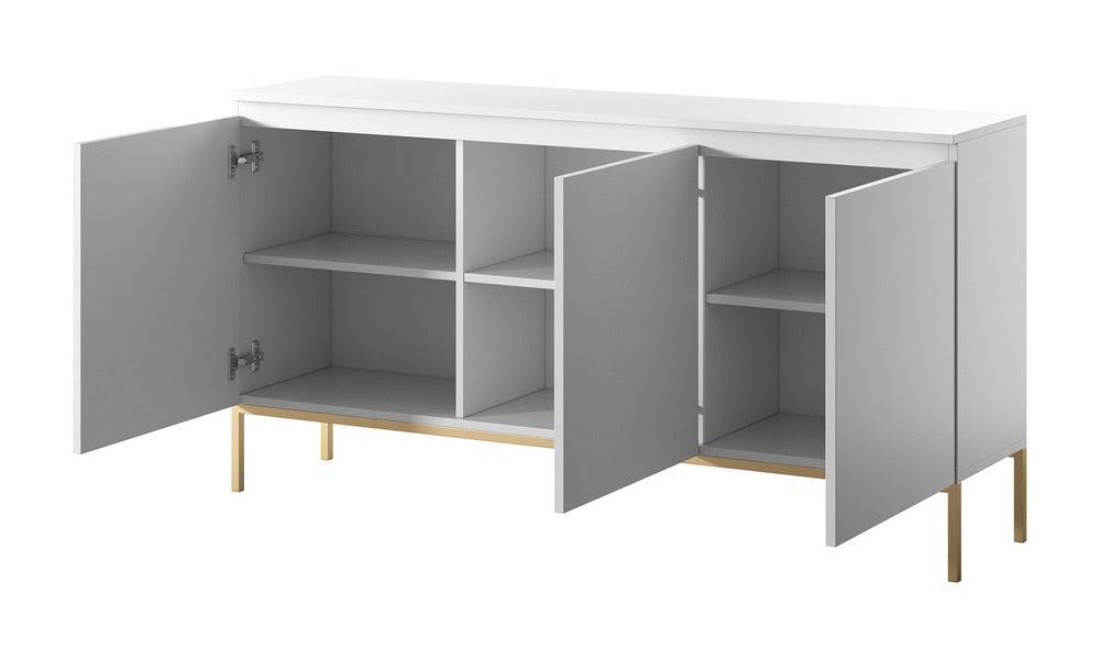 Komoda SVEN, balta, 150 cm, auksinės kojos