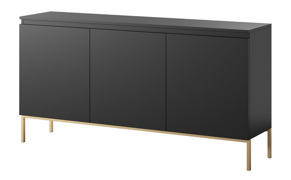 Komoda SVEN, juoda, 150 cm, auksinės kojos