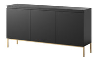 Komoda SVEN, juoda, 150 cm, auksinės kojos
