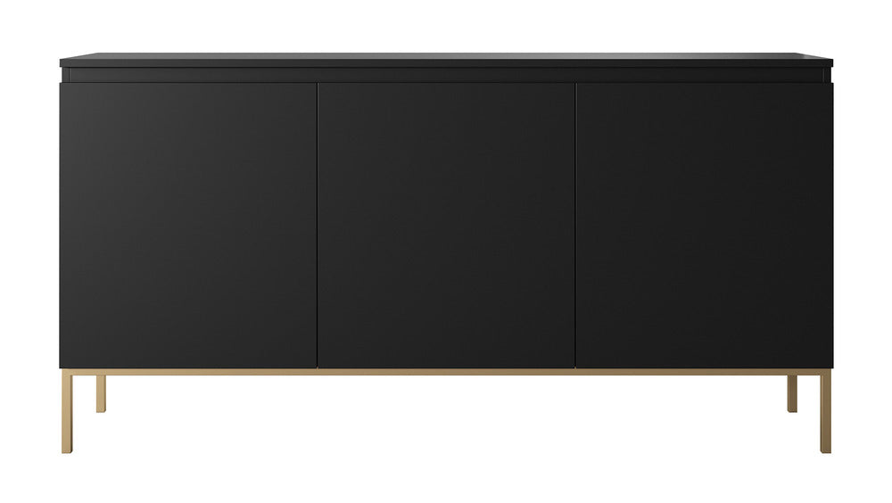 Komoda SVEN, juoda, 150 cm, auksinės kojos