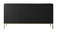 Komoda SVEN, juoda, 150 cm, auksinės kojos