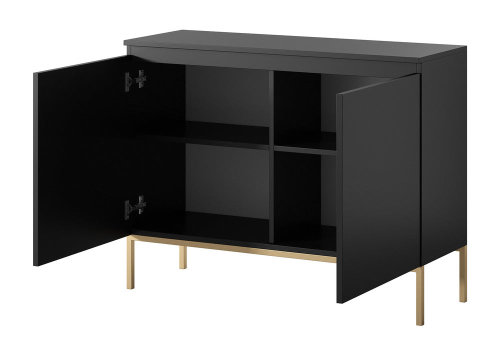 Komoda SVEN, juoda, 100 cm, auksinės kojos
