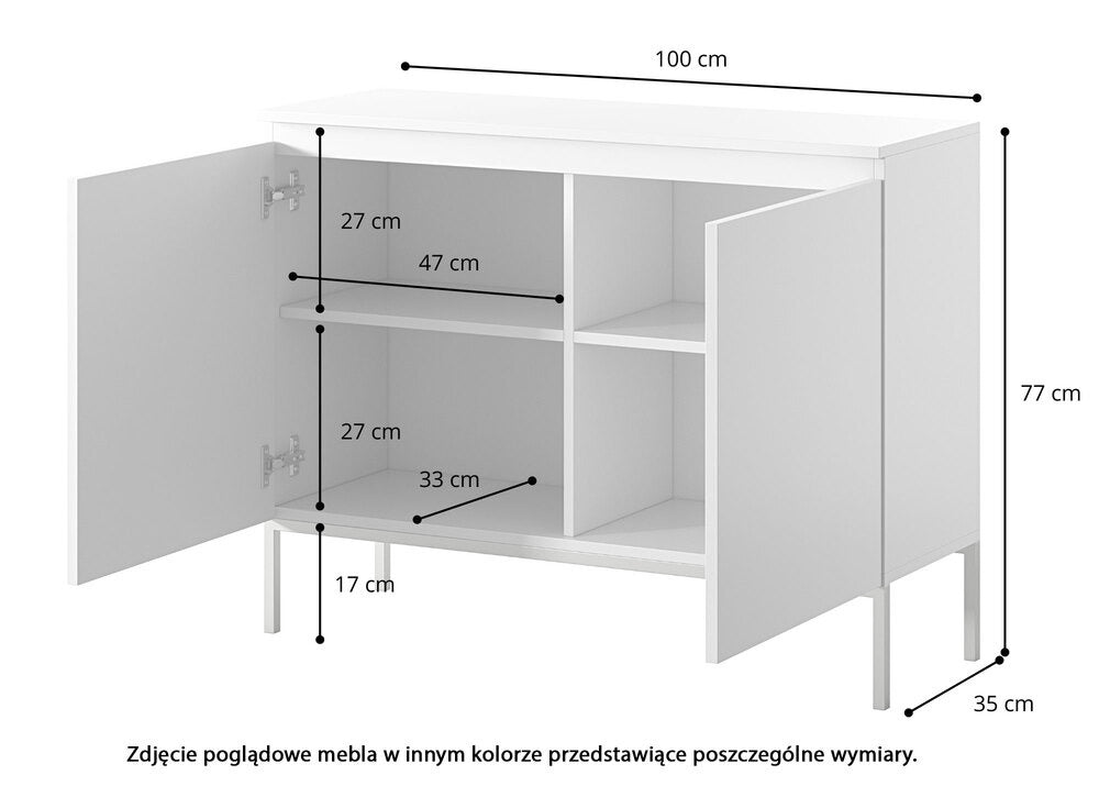 Komoda SVEN, juoda, 100 cm, auksinės kojos