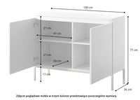 Komoda SVEN, juoda, 100 cm, auksinės kojos