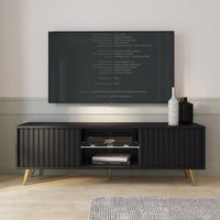 TV spintelė MAGNUS, juoda, 135 cm, auksinės kojos