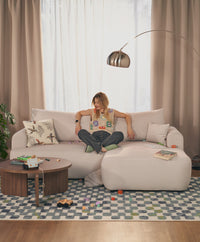 Kampinė sofa CORMAC mini, kreminė, dešinė