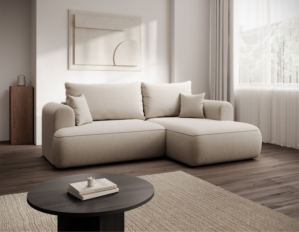 Kampinė sofa CORMAC mini, kreminė, dešinė