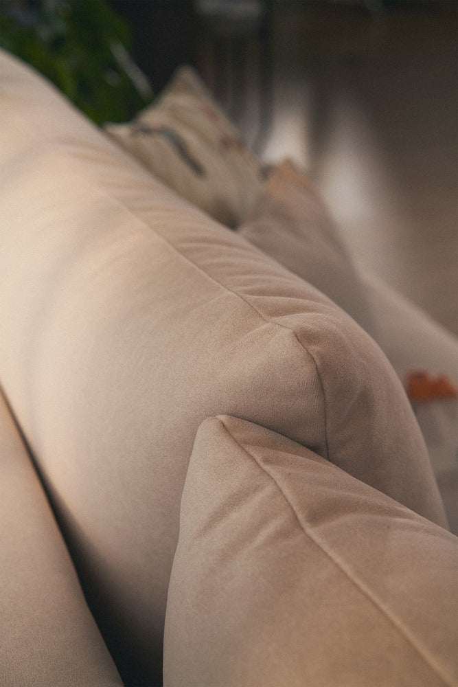 Kampinė sofa CORMAC mini, kreminė, dešinė