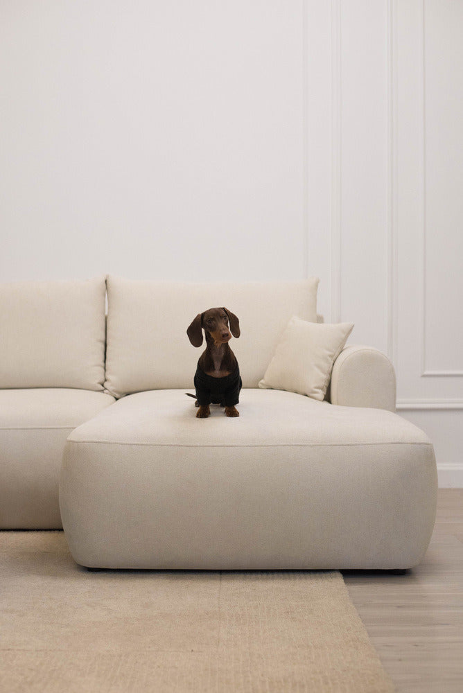 Kampinė sofa CORMAC mini, kreminė Storm, dešinė