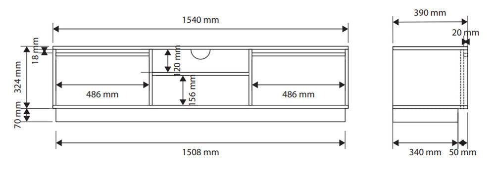 TV spintelė ODINO, 154 cm, smėlinė