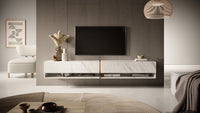 TV spintelė FIONNA, 200 cm, balta