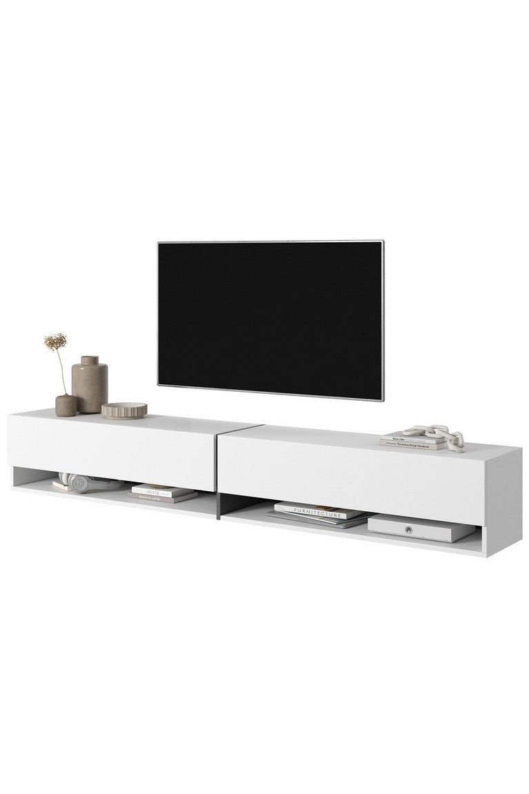 TV spintelė FIONNA, 200 cm, balta+grafitas