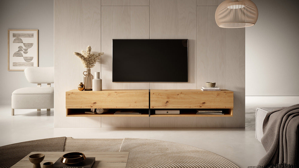 TV spintelė FIONNA, 200 cm, ąžuolas+grafitas