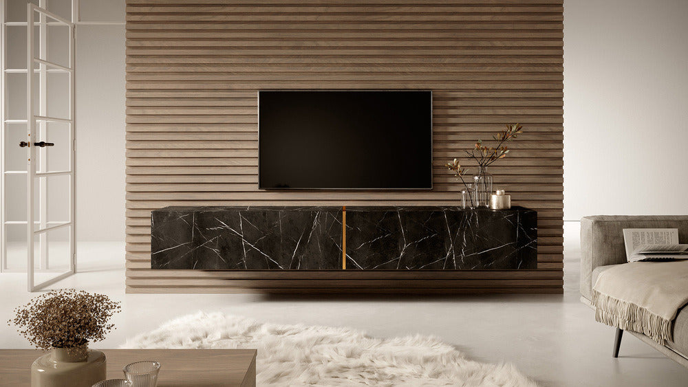 TV spintelė FREJA, 200 cm, juoda