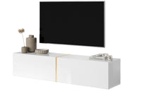 TV spintelė FREJA, 140 cm, marmuras+auksinė
