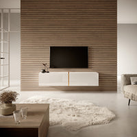 TV spintelė FREJA, 140 cm, marmuras+auksinė