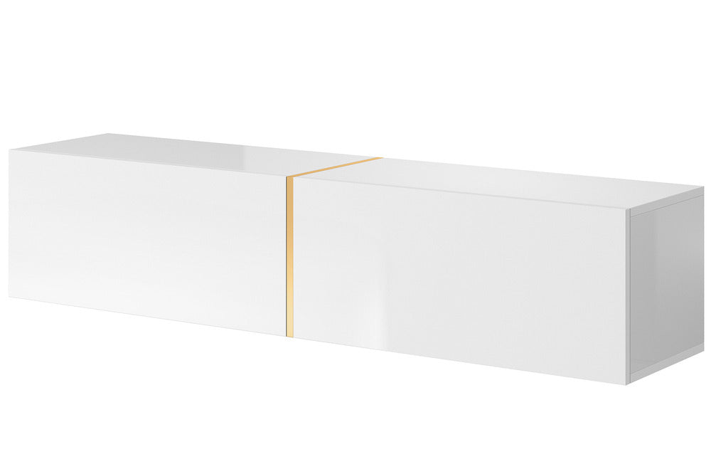 TV spintelė FREJA, 140 cm, marmuras+auksinė