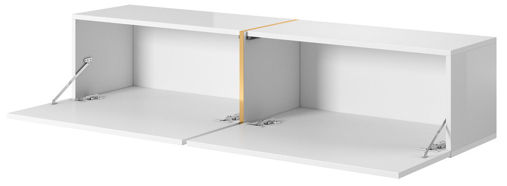 TV spintelė FREJA, 140 cm, marmuras+auksinė