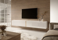 TV spintelė FREJA, 200 cm, balta+auksinė