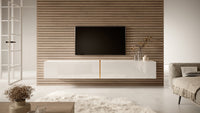 TV spintelė FREJA, 200 cm, balta+auksinė