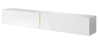 TV spintelė FREJA, 200 cm, balta+auksinė