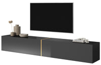 TV spintelė FREJA, 200 cm, juoda+auksinė