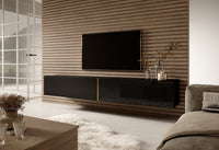 TV spintelė FREJA, 200 cm, juoda+auksinė