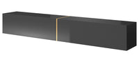 TV spintelė FREJA, 200 cm, juoda+auksinė