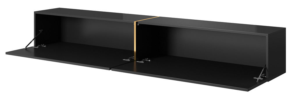 TV spintelė FREJA, 200 cm, juoda+auksinė