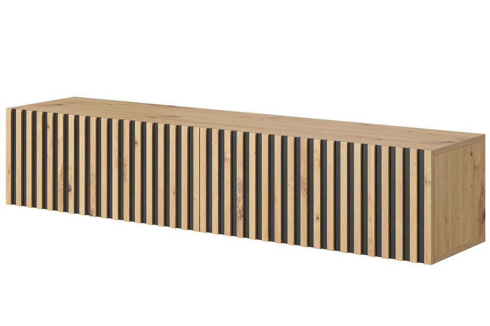 TV spintelė LORCAN, 138,6 cm, ąžuolas+juoda
