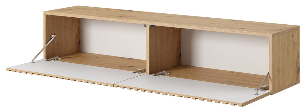 TV spintelė LORCAN, 138,6 cm, ąžuolas+juoda