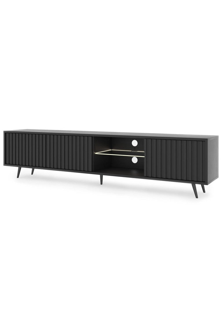 TV spintelė MAGNUS, 175 cm, juoda/ąžuolas